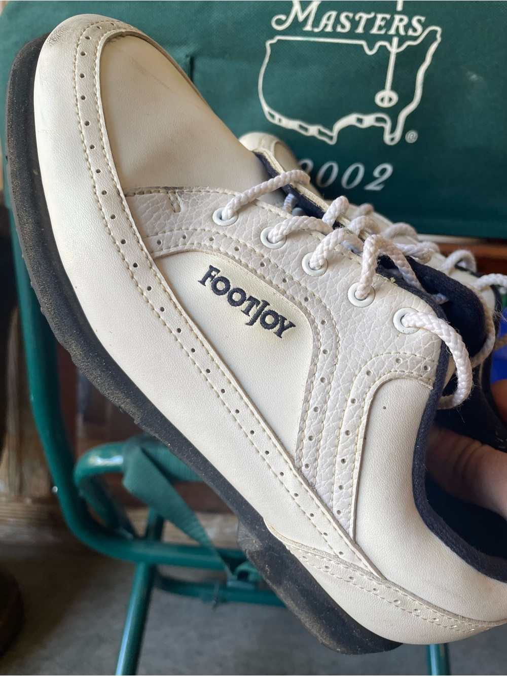 FootJoy GreenJoys Women’s 7.5W Golf Shoes White Black Spikeless Classic Leather